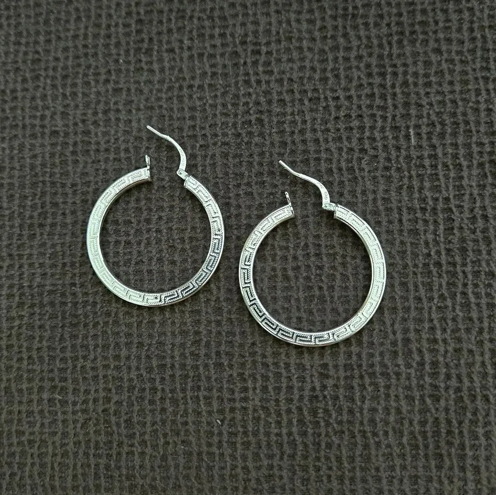 Mia Fiore Silver🤍 Greek🇬🇷 Key🔑 Hoop Earrings